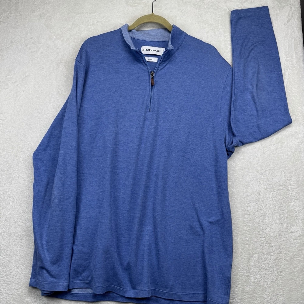 Mizzen+Main Quarter Zip Pullover Men's XL Performance Stretch Golf Blue
